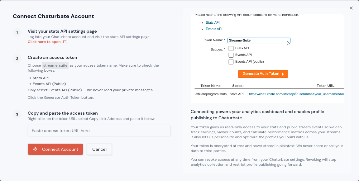 Chaturbate Pop-Up Settings Dashboard StreamerSuite