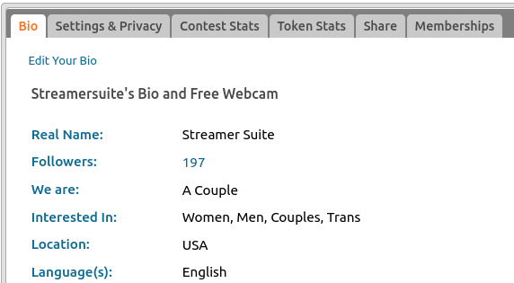 Chaturbate Settings Bio Tab